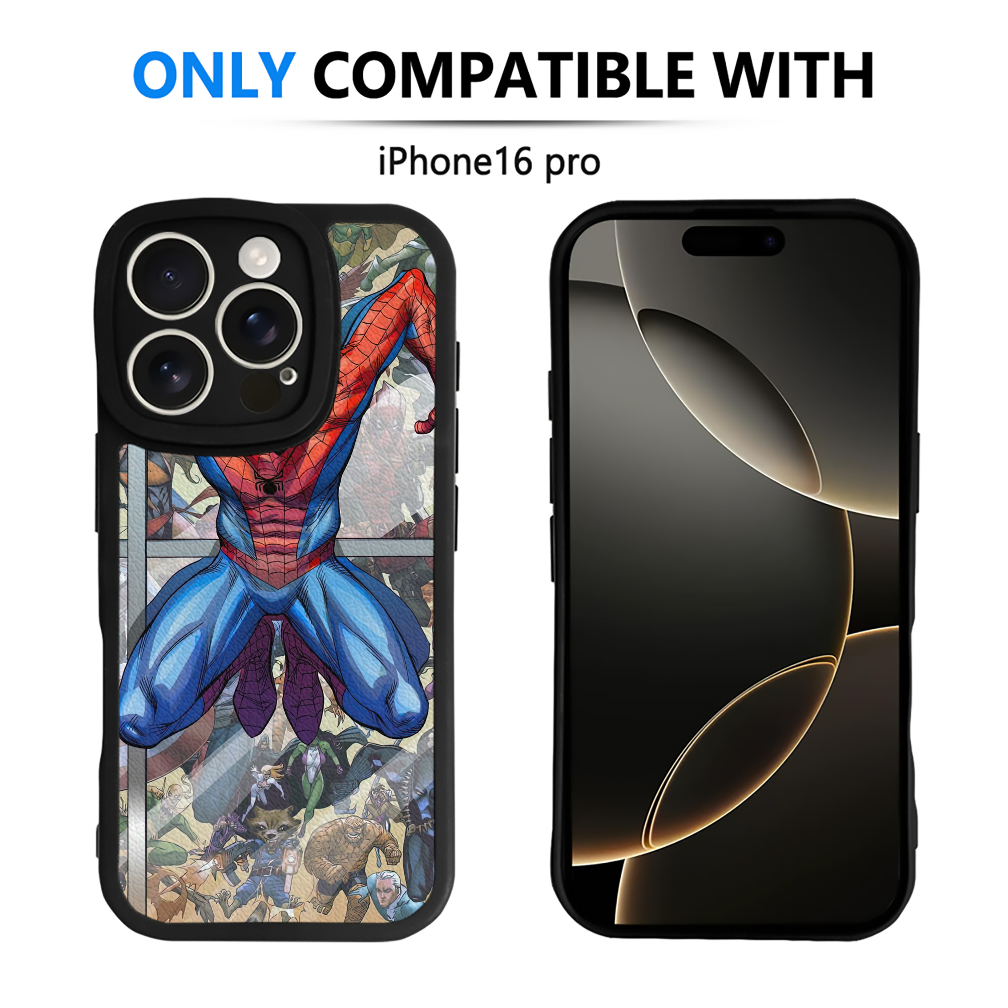 （画像用） Spider Man スパイダーマン 【iPhone 16シリーズ対応】シリコンスマホケース（レザー調） 材質：シリコン